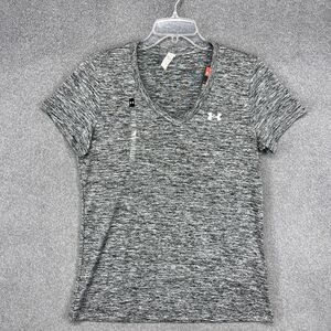 Under Armour Shirt Womens Medium HeatGear V-Neck Short‎ Sleeve Athletic 1258568